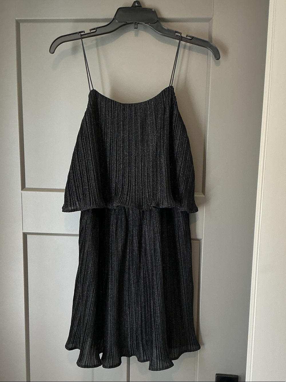 J.O.A. Black & Silver Pleated Mini Dress
